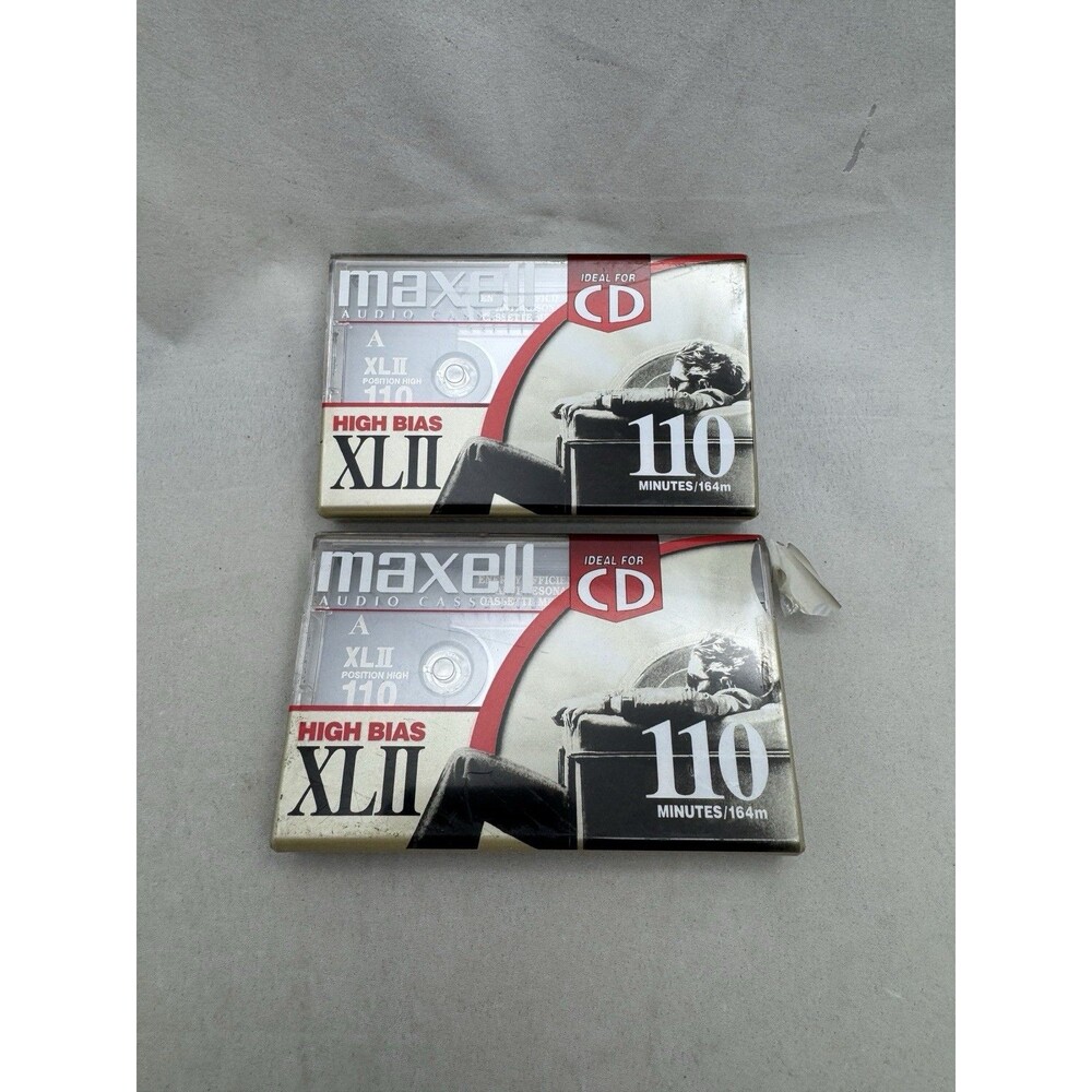 Lot of 2 Maxell XLII 110 High Bias Blank Audio Cassette Tapes XL-II Sealed